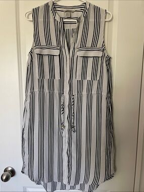 H&M Black and White Striped Midi Dress